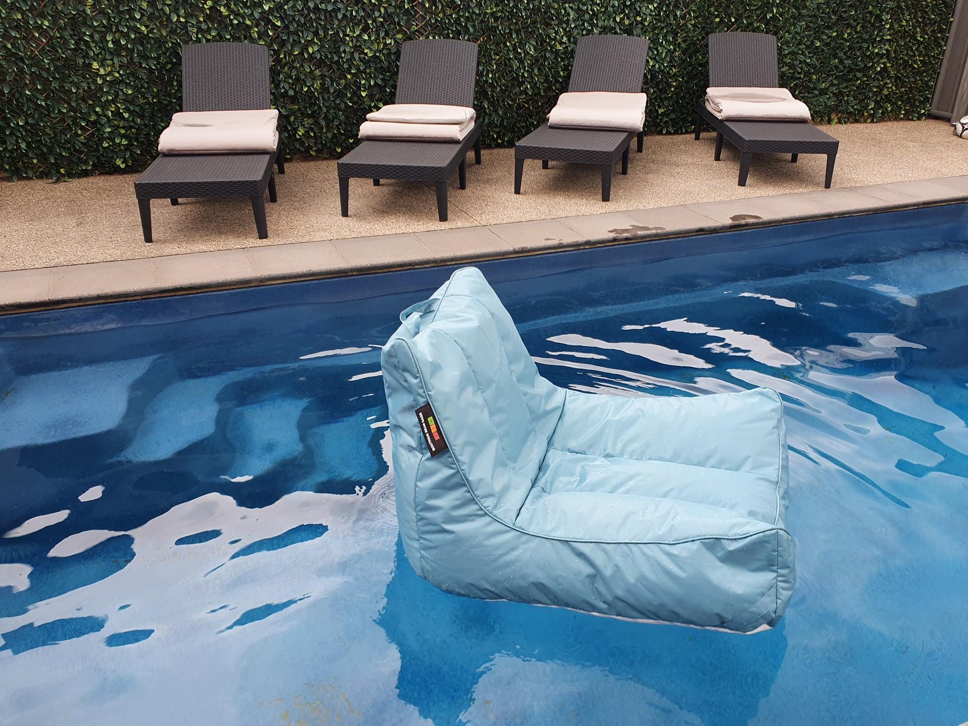 Water Chair floating pool bean bag aqua blue